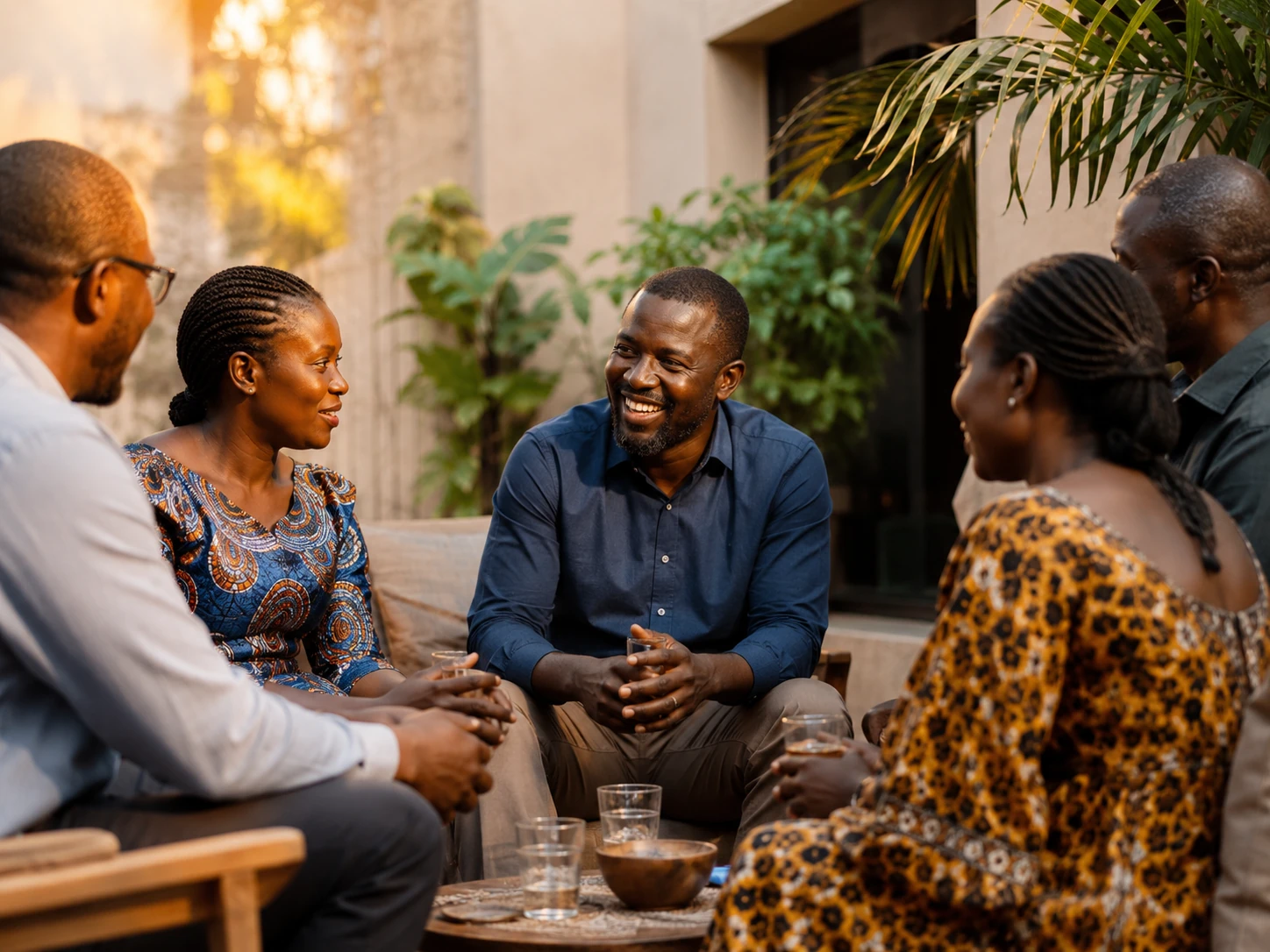 Conversation conviviale entre membres de la communauté