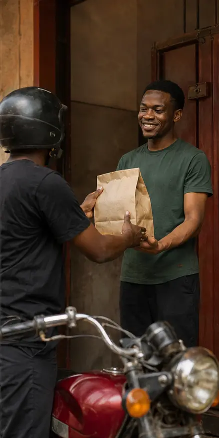 Livraison d'une commande à domicile à Kinshasa